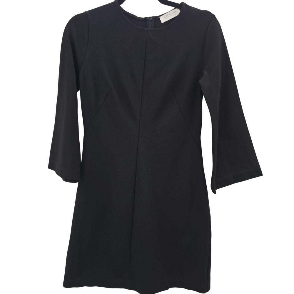 Everlane Black Ponte Sheath Dress Womens 0 3/4 Sleeve Work Office